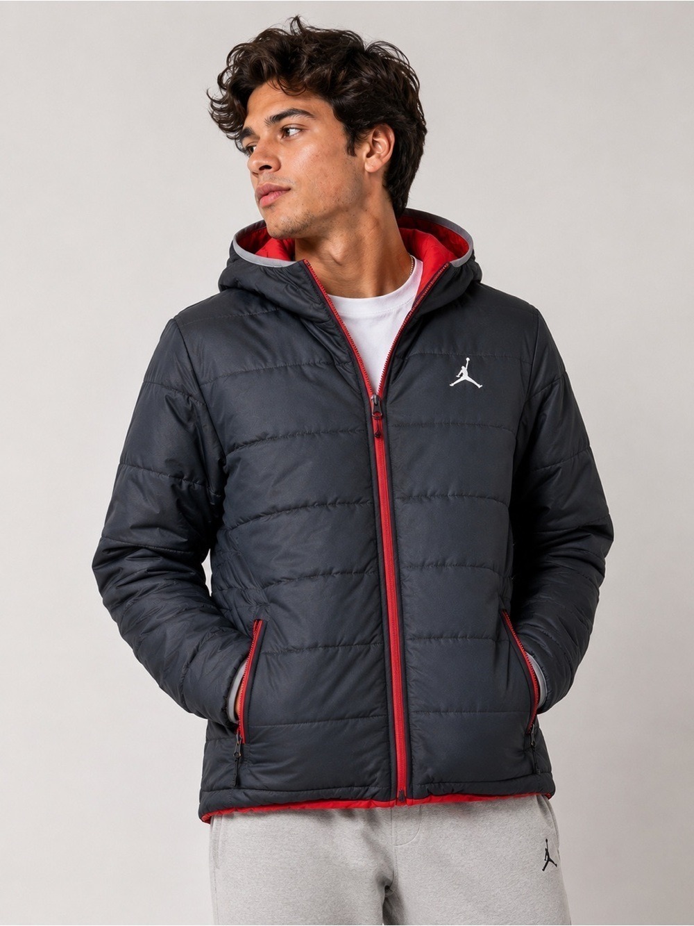 Jordan Reversible Puffer Jacket with Red Trim